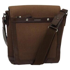 BURBERRY Shoulder Bag Canvas Brown Silver Auth